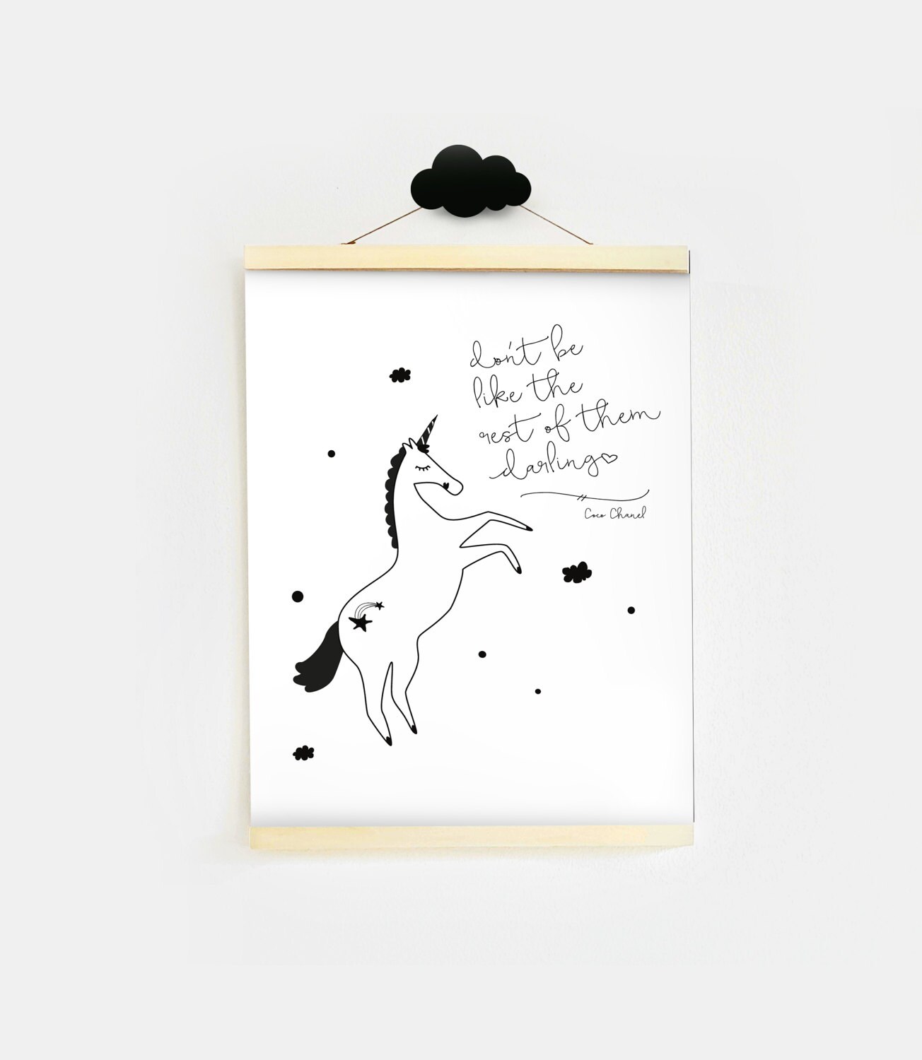 unicorn print unicorn nursery poster black and white