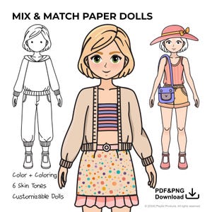 Traumfänger Paper Doll - Zukünftiger Psychologe? - Mix and Match Outfits-Pretend Play-Montessori-DIY Aktivität-Malseiten-Puppe
