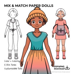 Traumfänger Paper Doll - Future Designer? - Gemütliche Mix & Match Outfits-Printable Malseiten-Pretend Play-Montessori - DIY Aktivität