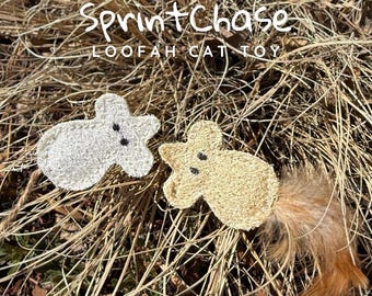 Juguete ecológico para gatos con cola de plumas y aroma a ratón Silvervine, hecho a mano con lufa, juguete para perseguir y masticar, regalo para amantes de los gatos, compañero de mascotas.
