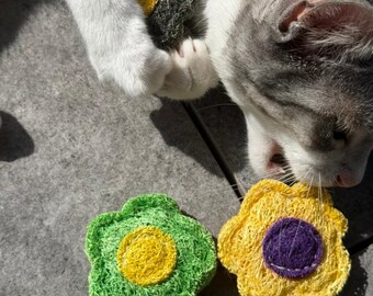 Juguete de lufa natural para gatos, 100 % vegetal, hecho a mano, colorido, regalo para amantes de los gatos, regalo de inauguración de la casa con mascotas, para el hogar y el jardín, salud del gato.