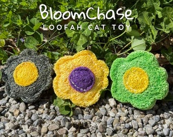 Juguete para gatos Silvervine hecho a mano: Lufa natural BloomChase, juguete para morder para mascotas con alternativa a la hierba gatera / Sostenible y estético, divertido para gatitos