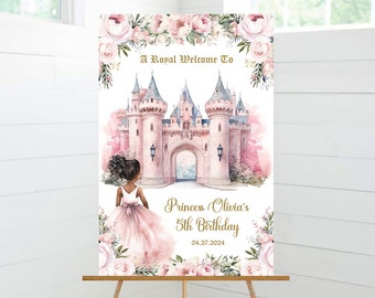 Whimsical Princess Birthday Party Welcome Sign, Birthday Party Decor, Foam Board Sign