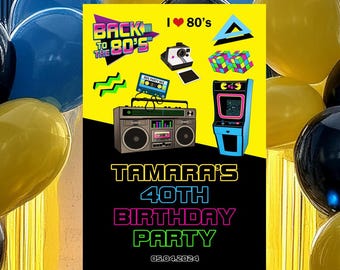 80s Birthday Party Welcome Sign: Retro Neon Foam Board Decor