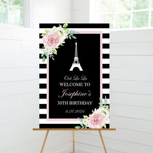 Paris Birthday Welcome Sign, Eiffel Tower, Birthday Party Decor, Foam Board Sign