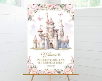 Princess Castle Birthday Welcome Sign, Birthday Party Decor, Little Princess, 1st Birthday, Foam Board Sign
