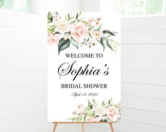 Blush Floral Bridal Shower Welcome Sign, Bridal Shower Decor, Foam Board Sign