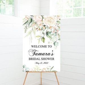 Floral Bridal Shower Welcome Sign, Blush Floral, Creme Floral, Greenery, Bridal Shower Decor, Foam Board Sign