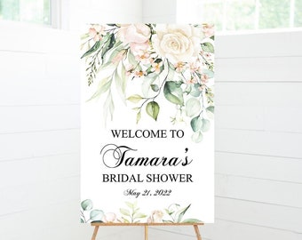 Floral Bridal Shower Welcome Sign, Blush Floral, Creme Floral, Greenery, Bridal Shower Decor, Foam Board Sign