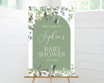 Greenery Baby Shower Welcome Sign, Baby Shower Decor, Gender Neutral, Foam Board Sign