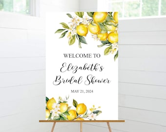 Lemon Bridal Shower Welcome Sign, Bridal Shower Decor, Yellow Lemons, Summer Shower, Foam Board Sign