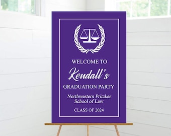 Law School Graduation Welcome Party Sign, Class of 2024, Foam Board Sign, Multiple Colors