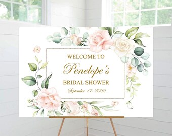 Blush Pink Floral Bridal Shower Welcome Sign, Bridal Shower Decor, Foam Board Sign