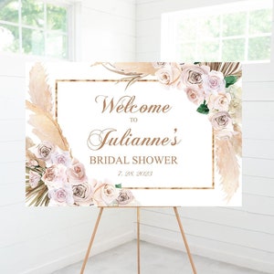 Bohemian Pampas Bridal Shower Welcome Foam Board Sign