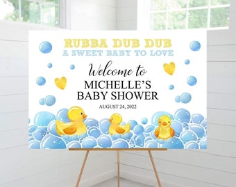 Yellow Duck Baby Shower Welcome Sign, Baby Shower Decor, Rubber Ducks, Gender Neutral, Foam Board Sign