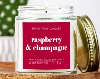 Raspberry and Champagne Vegan Soy Candle