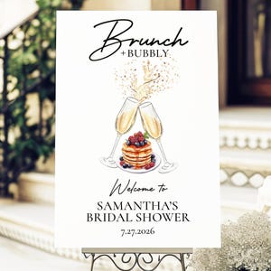 Brunch and Bubbly Bridal Shower Welcome Sign, Printed Decor image 2