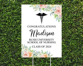 Graduation Yard Sign, Class of 2024, Nursing School Grad, Medical School Grad, Caduceus