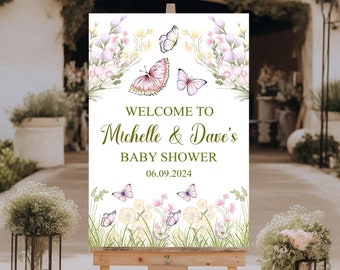 Butterfly Baby Shower Welcome Sign: Foam Board Sign