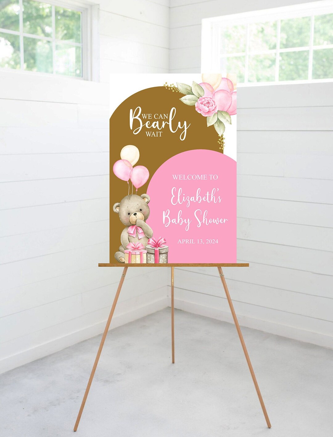 We Can Bearly Wait Baby Shower Sign, Baby Shower Decor, Girl