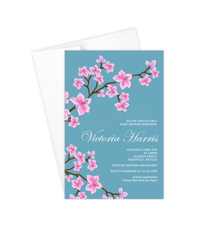 cherry blossom baby shower invitations