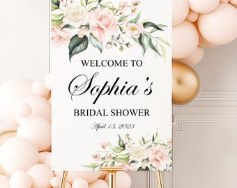 Blush Floral Welcome Sign, Bridal Shower Decor, PRINTED Foam Board Sign