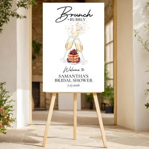 Brunch and Bubbly Bridal Shower Welcome Sign, Printed Decor image 4