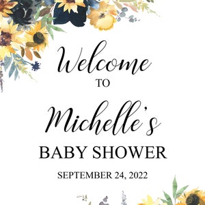 Sunflower Baby Shower Welcome Sign, Baby Shower Decor, Gender Neutral Baby Shower, Foam Board Sign image 2