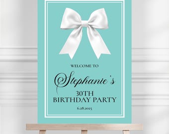 Breakfast at Tiffany's Birthday Party Welcome Sign, Party Decor, Printed