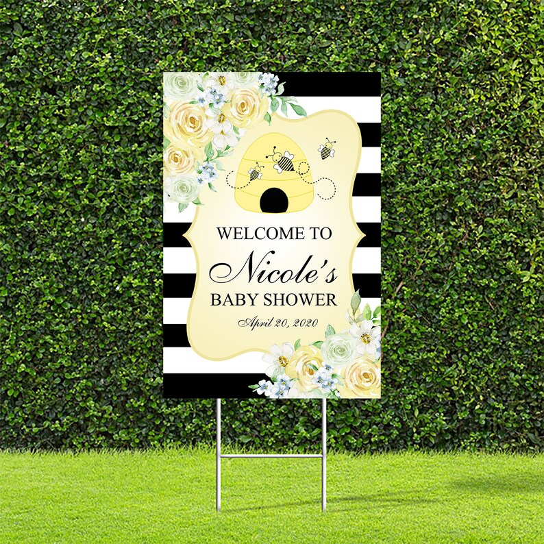 Bumble Bee Baby Shower Yard Sign Drive by Baby Shower Sign Etsy