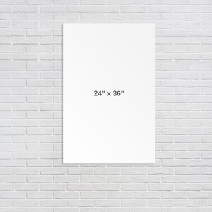 May include: A white canvas print with the dimensions 24" x 36" printed on it.