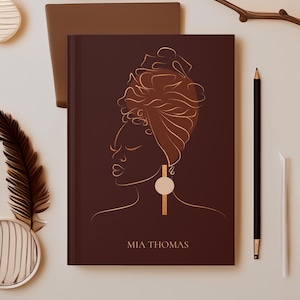 Diario de mujer negra, cuaderno personalizado con nombre, regalo de cumpleaños y Navidad afrocéntrico, BQJ1 imagen 1