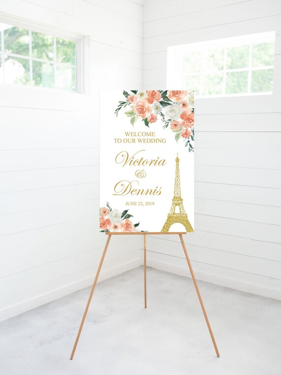 Welcome To Our Wedding Welcome Sign Paris Eiffel Tower Etsy