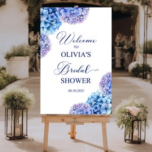 Hydrangea Bridal Shower Welcome Sign, Custom Bridal Shower Decor, Foam Board Sign