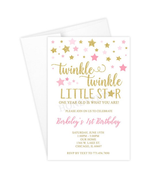 Twinkle Twinkle Little Star Birthday Invitation, Printable or Printed Il_570xn
