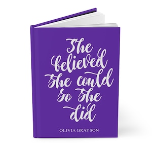 Custom Journal She Believed She Could So She Did, Inspirational Gift for Her Purple