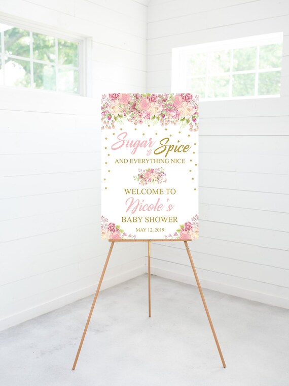 Sugar And Spice And Everything Nice Baby Shower Welcome Sign Etsy