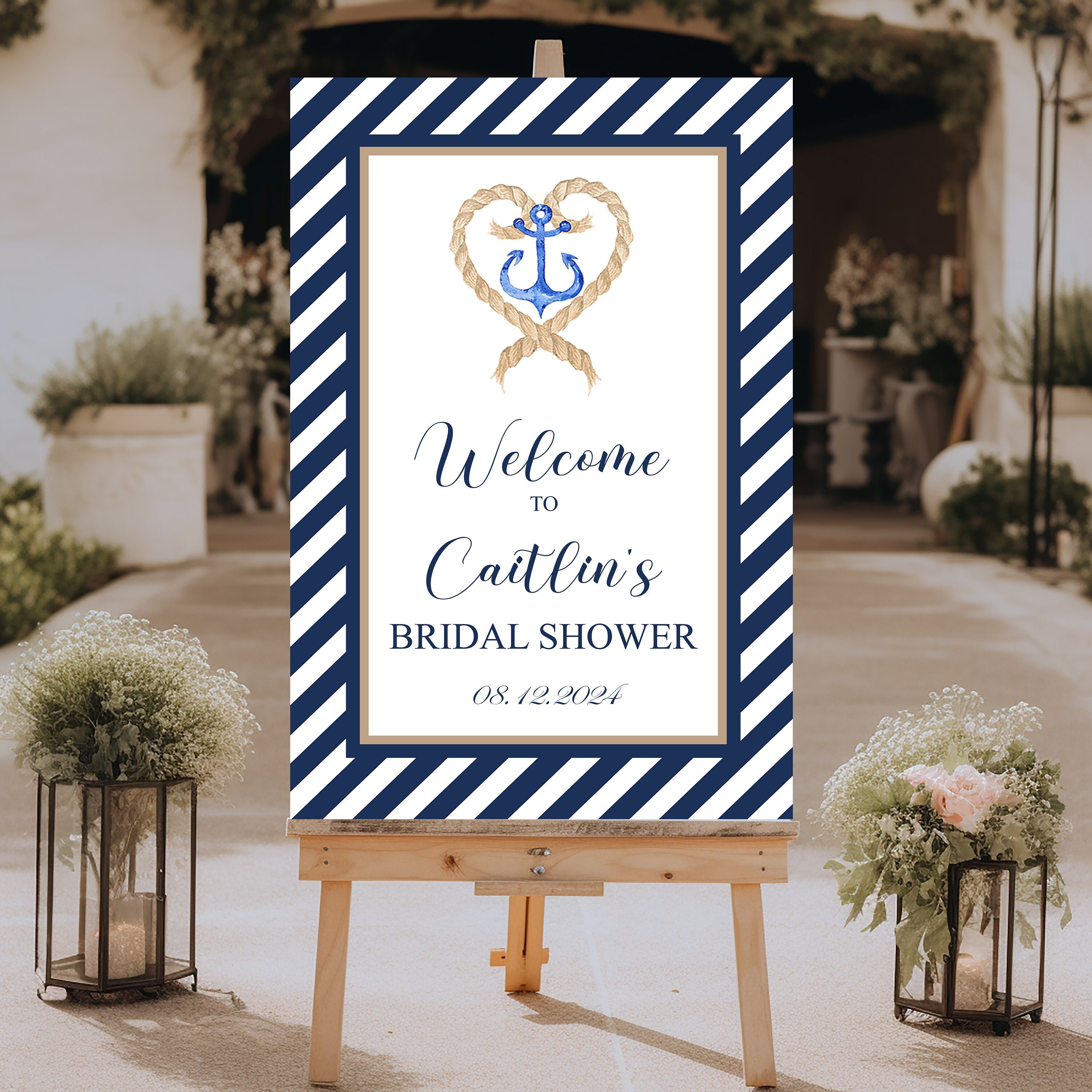 Nautical Bridal Shower Welcome Sign, Bridal Shower Decor, Foam Board Sign