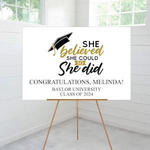 Graduation Welcome Party Sign, She Believed She Could So She Did, Class of 2024, Graduation Decor, Foam Board Sign