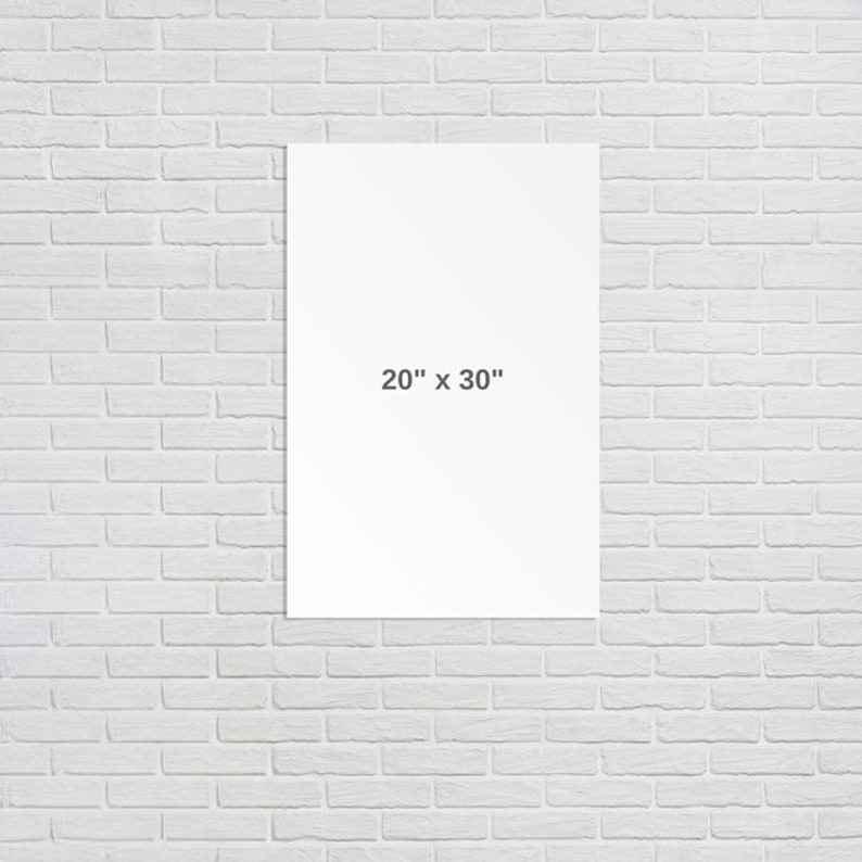 May include: A white canvas print with the dimensions 20" x 30" printed on it.
