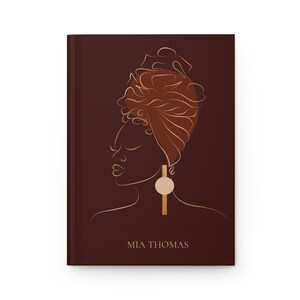 Diario de mujer negra, cuaderno personalizado con nombre, regalo de cumpleaños y Navidad afrocéntrico, BQJ1 imagen 3
