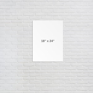 May include: A white canvas print with the dimensions 18" x 24" printed on it.