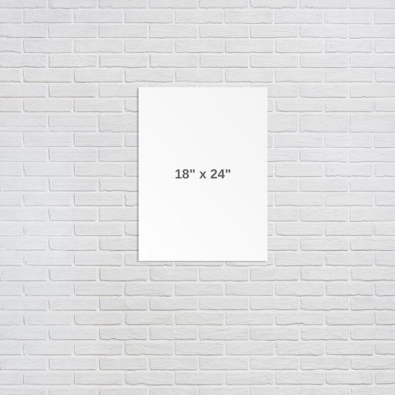 Puede incluir: Un cartel rectangular blanco con el texto "18" x 24" impreso en negro.