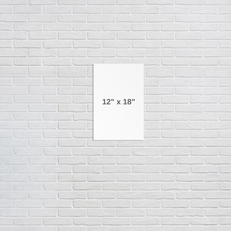 Puede incluir: Un cartel rectangular blanco con el texto "12" x 18" impreso en negro.