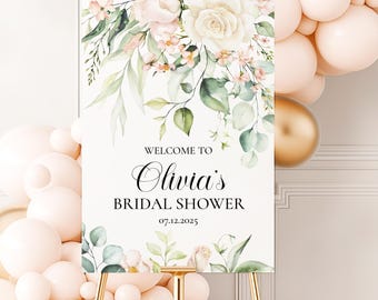 Blush Floral Welcome Sign, Bridal Shower Decor, PRINTED Foam Board Sign