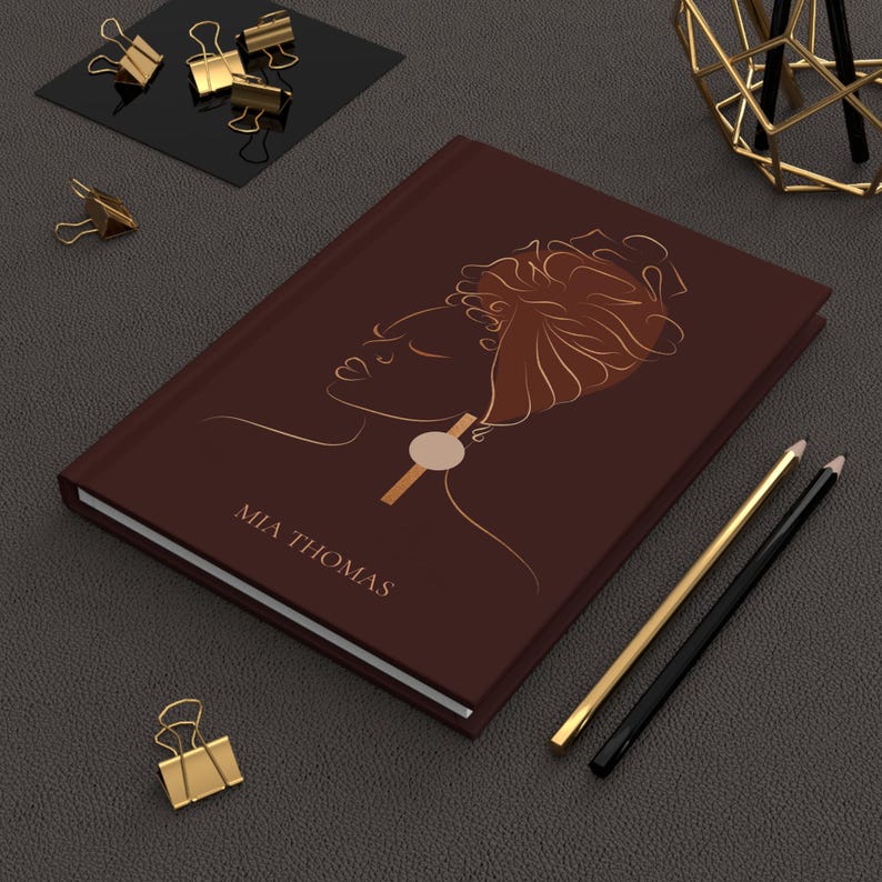 Diario de mujer negra, cuaderno personalizado con nombre, regalo de cumpleaños y Navidad afrocéntrico, BQJ1 imagen 7