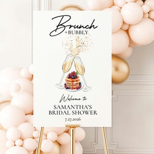 Brunch and Bubbly Bridal Shower Welcome Sign, Printed Decor image 1