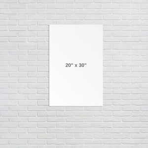 May include: A white canvas print with the dimensions 20" x 30" printed on it.