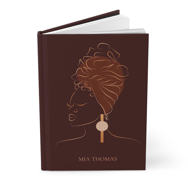 Diario de mujer negra, cuaderno personalizado con nombre, regalo de cumpleaños y Navidad afrocéntrico, BQJ1 imagen 4