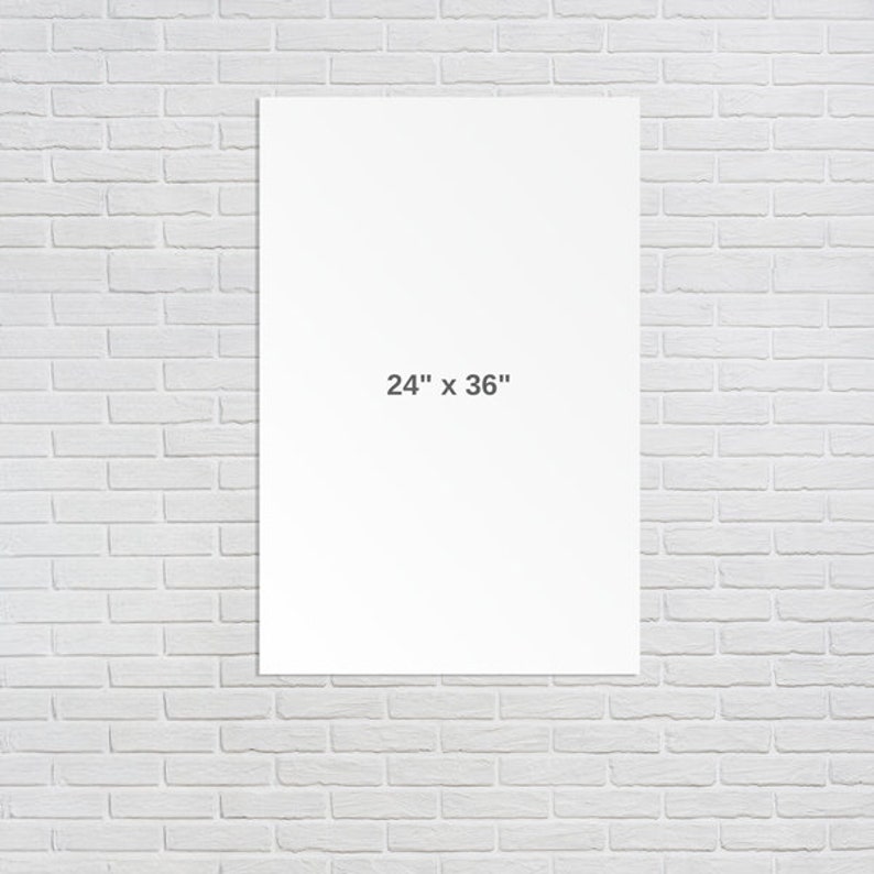 May include: A white canvas print with the dimensions 24" x 36" printed on it.
